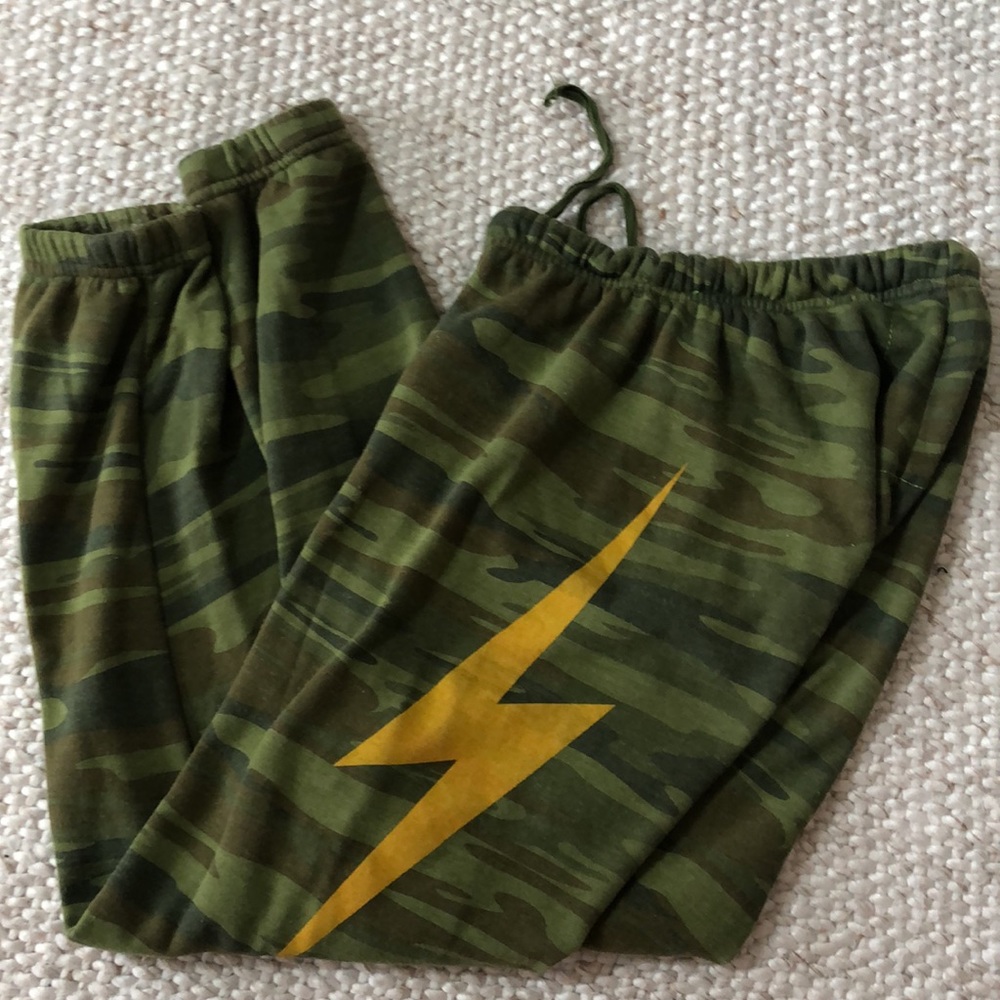 Camo Green Lightning Graphic Jogger Pants